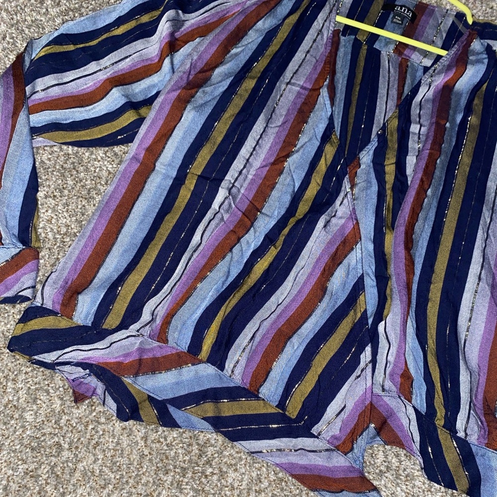 💜 2/$25 a.n.a Multicolor Striped Wrap Blouse - Picture 3 of 3